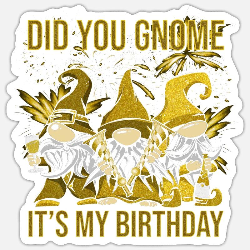 Gnome c’est mon anniversaire - Sticker taille S (10 x 10 cm) - blanc mat