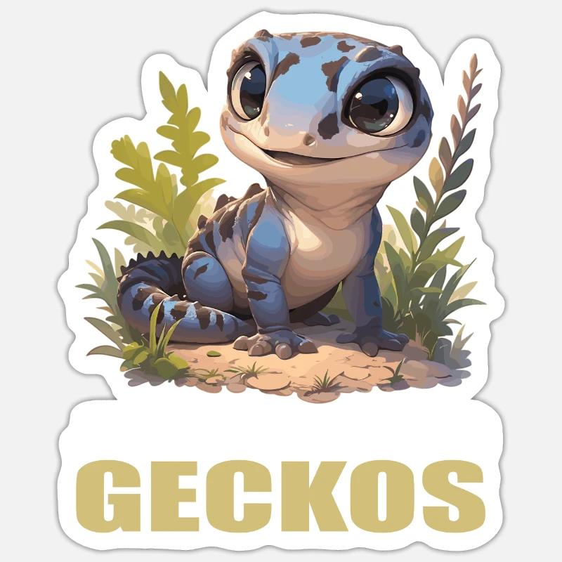 Geckos Geckos - Sticker taille S (10 x 10 cm) - blanc mat