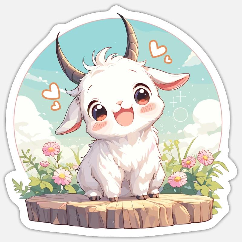Chèvres chèvre - Sticker taille S (10 x 10 cm) - blanc mat