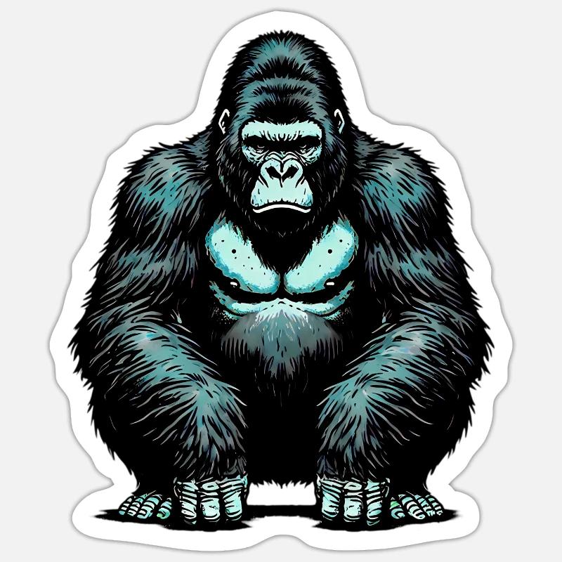 Gorilla - Sticker Größe S (10 x 10 cm) - Mattweiß