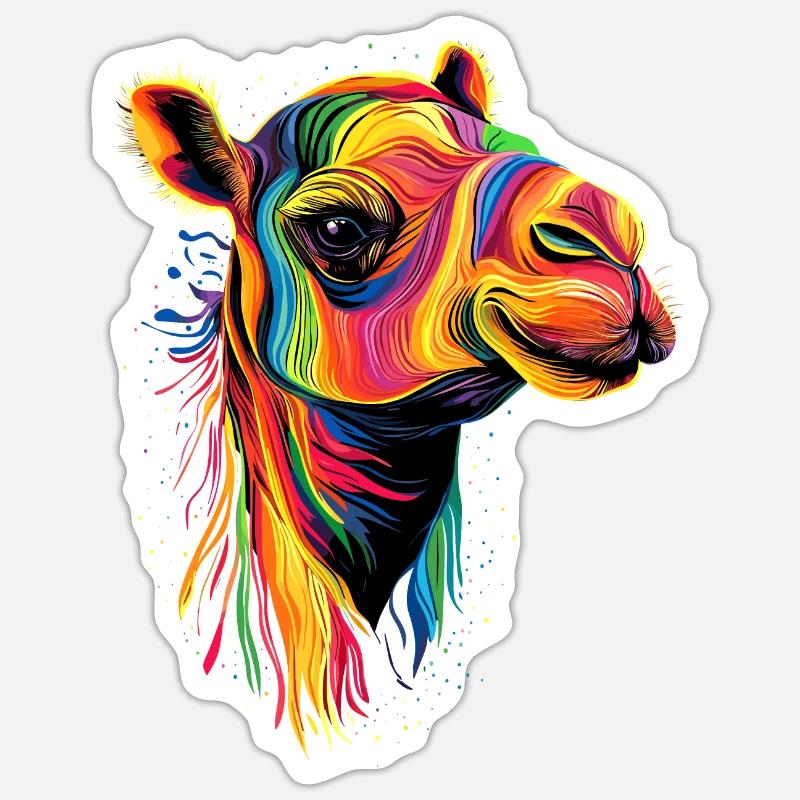 Kamel Dromedar Trampeltier Camel Geschenk Kamele - Sticker Größe S (10 x 10 cm) - Mattweiß