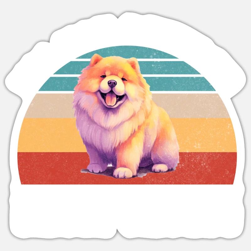 Cadeaux Chow Chow - Sticker taille S (10 x 10 cm) - blanc mat
