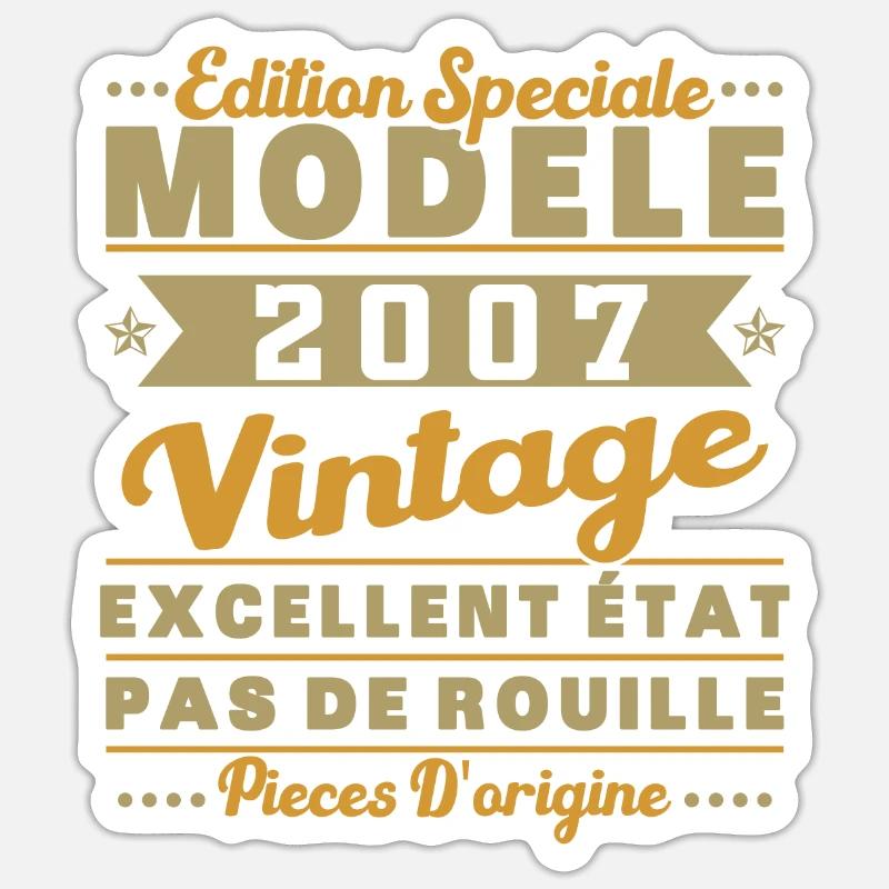 2007 Module Vintage Rétro Cadeau d’anniversaire Sticker taille S (10 x 10 cm)
