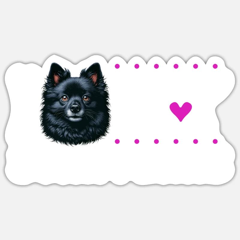 J'adore mon Schipperke - Sticker taille S (10 x 10 cm) - blanc mat