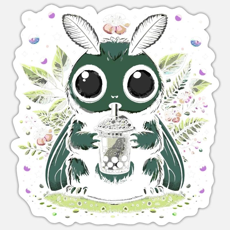 Mothman Bubble Tea Sticker Größe S (10 x 10 cm)