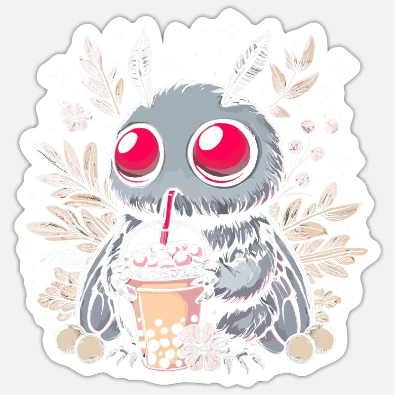 Mothman Bubble Tea - Sticker size S (10 x 10 cm) - white matte
