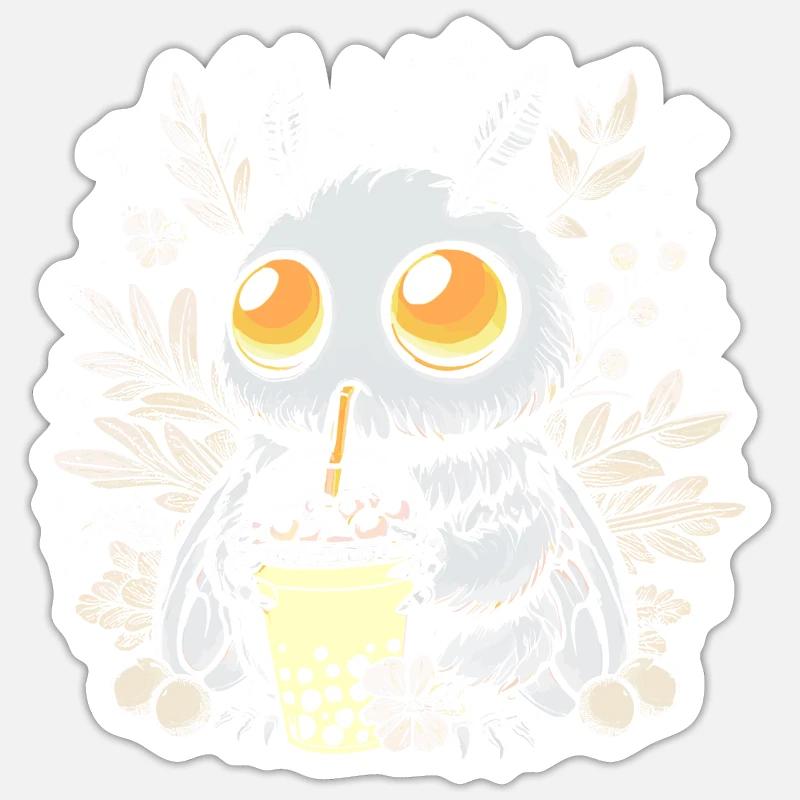 Mothman Bubble Tea - Sticker Größe S (10 x 10 cm) - Mattweiß