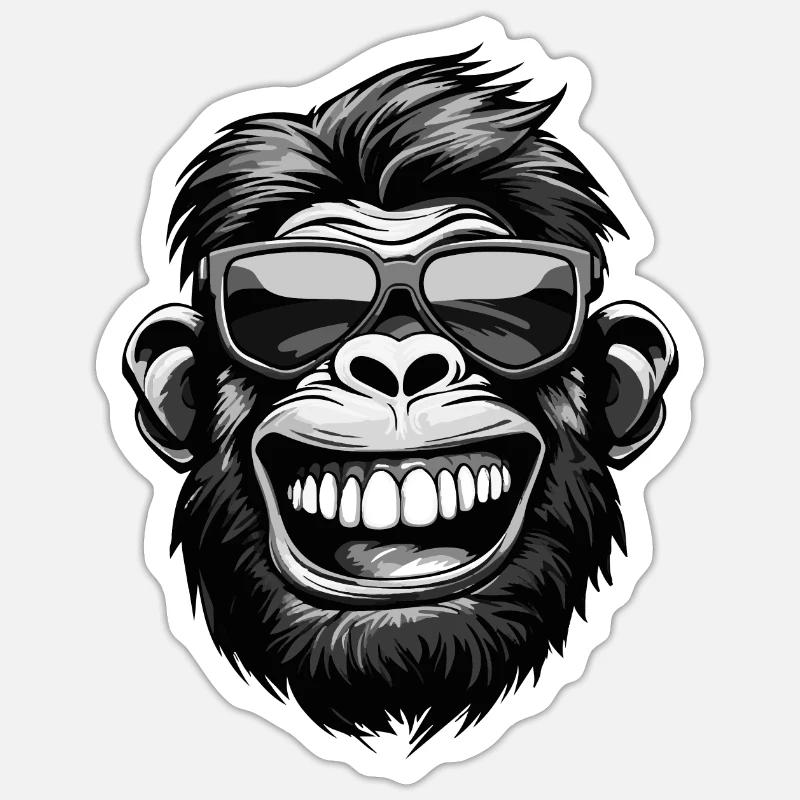 Monkey Head Funny Party - Sticker size S (10 x 10 cm) - white matte