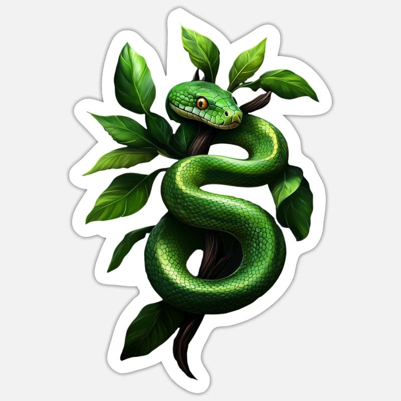 Arbre vert Python Serpents Amoureux Terrarium Sticker taille S (10 x 10 cm)