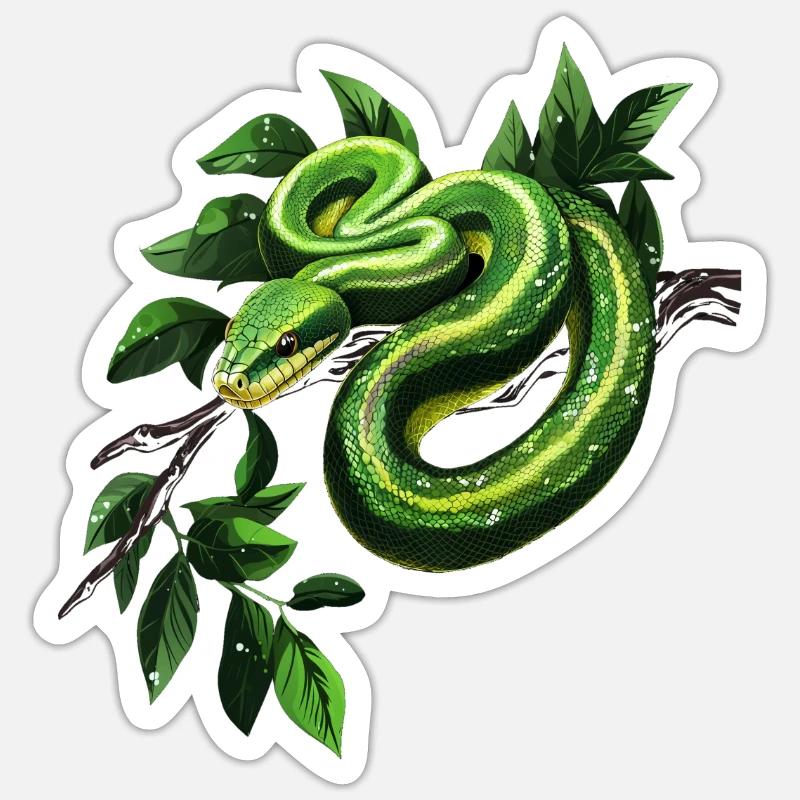 Green Tree Python Snakes Lover Terrarium Sticker size S (10 x 10 cm)