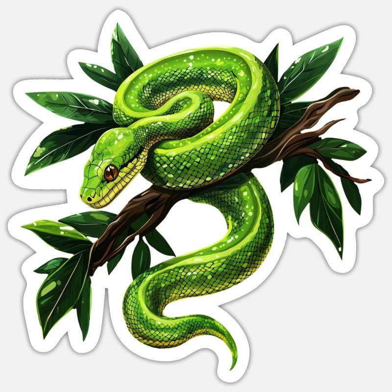 Arbre vert Python Serpents Amoureux Terrarium Sticker taille S (10 x 10 cm)