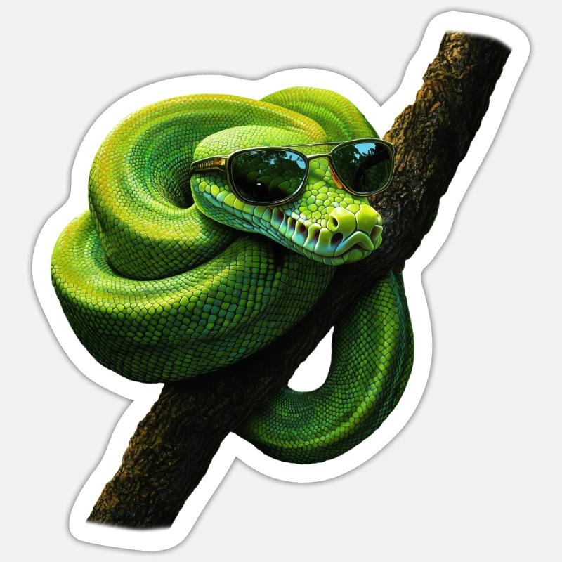 Arbre vert Python Serpents Amoureux Terrarium Sticker taille S (10 x 10 cm)