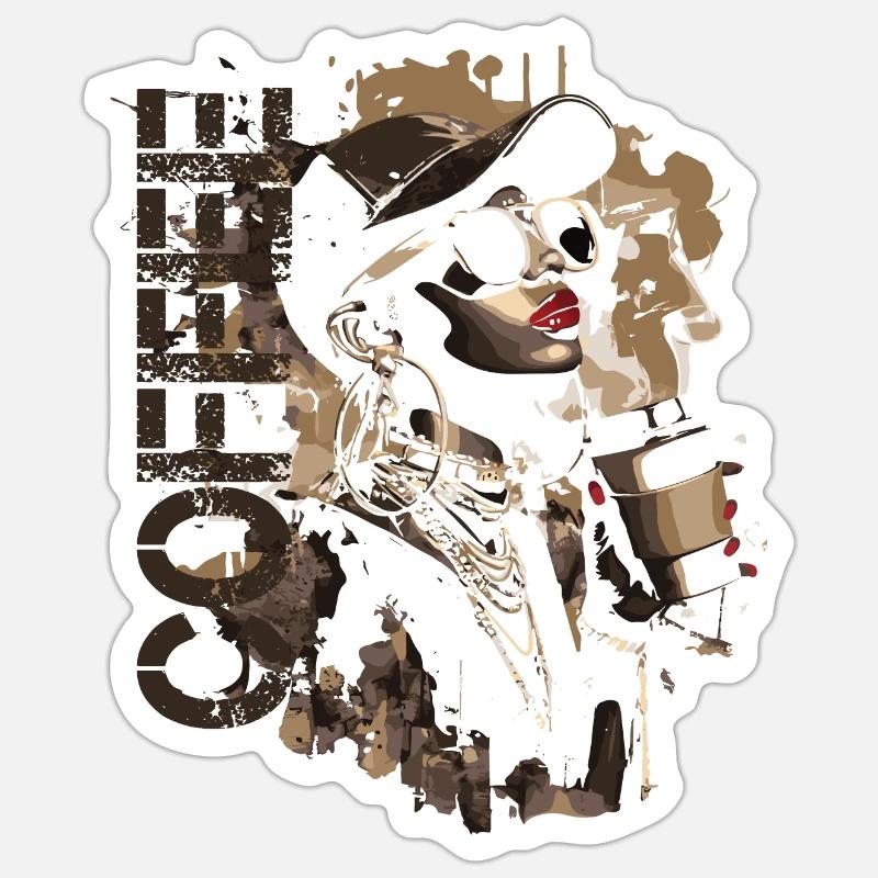 Café à emporter - Sticker taille S (10 x 10 cm) - blanc mat