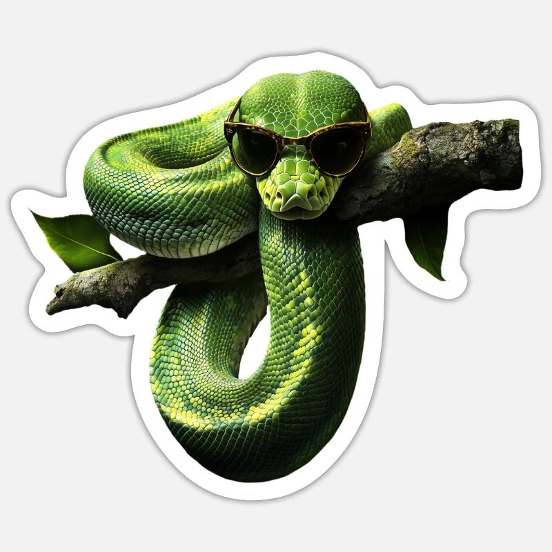 Arbre vert Python Serpents Amoureux Terrarium Sticker taille S (10 x 10 cm)