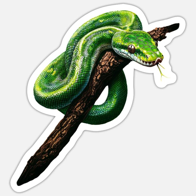 Green Tree Python Snakes Lover Terrarium Sticker size S (10 x 10 cm)
