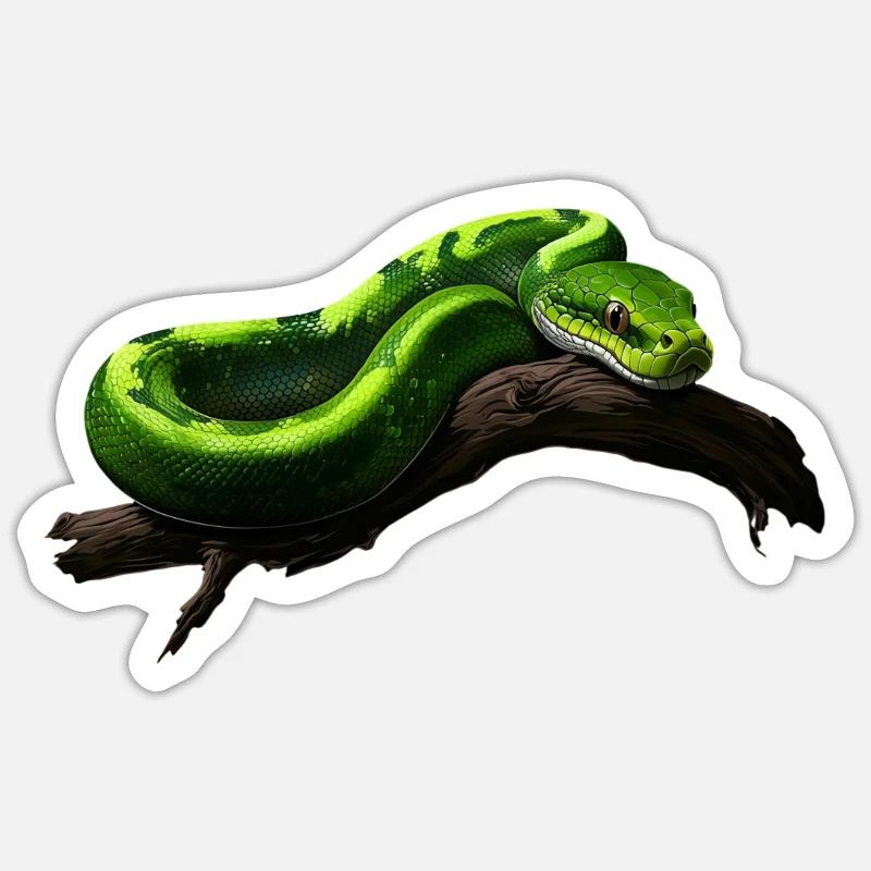 Arbre vert Python Serpents Amoureux Terrarium Sticker taille S (10 x 10 cm)