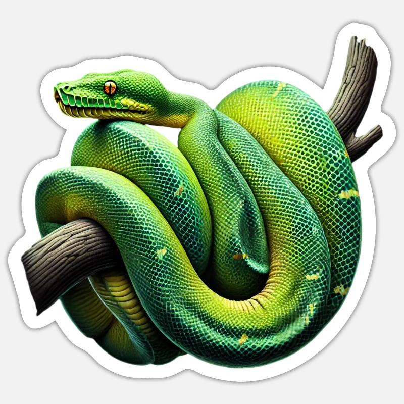 Green Tree Python Snakes Lover Terrarium Sticker size S (10 x 10 cm)