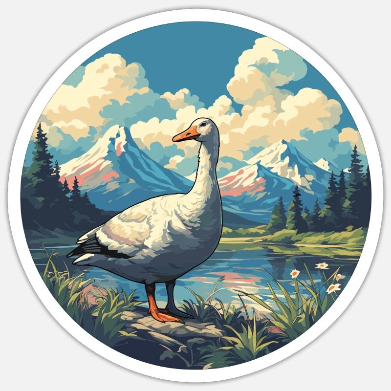 Gänse Gans - Sticker Größe S (10 x 10 cm) - Mattweiß