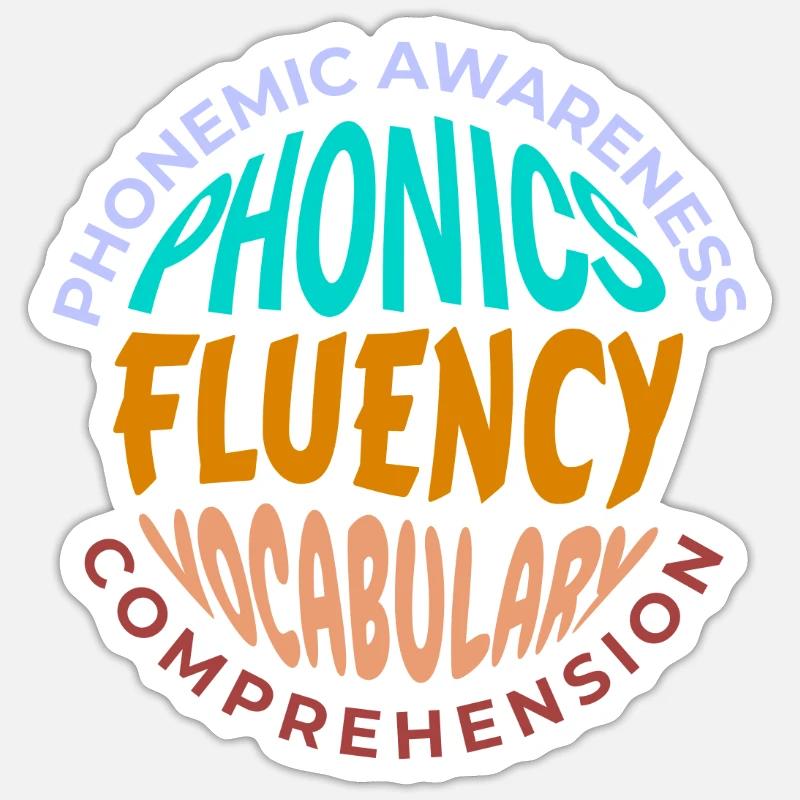 Phonics Fluency Vocabulary Language - Sticker size S (10 x 10 cm) - white matte