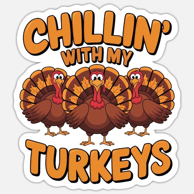 Dinde drôle de Thanksgiving - Sticker taille S (10 x 10 cm) - blanc mat