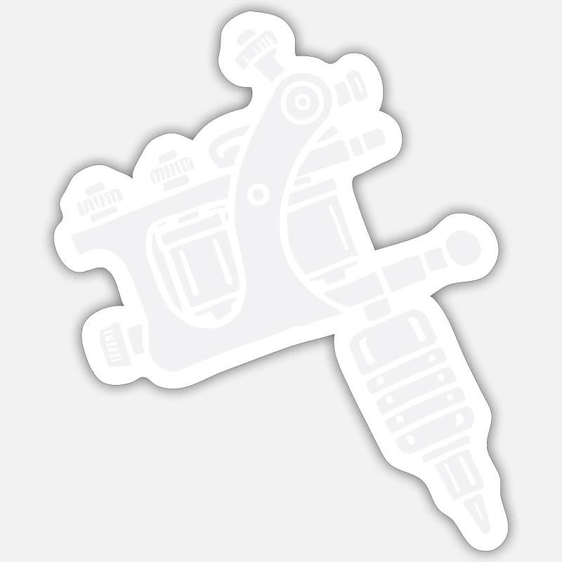 tattoo machine - Sticker size S (10 x 10 cm) - white matte