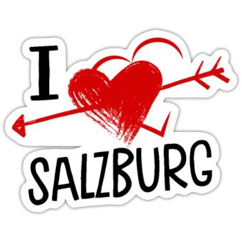 I Love Salzburg Herz und Pfeil Stadt Liebe - Sticker Größe S (10 x 10 cm) - Mattweiß - Vorne
