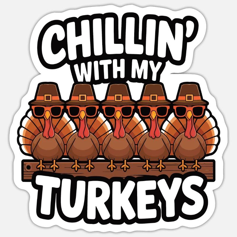 Dinde drôle de Thanksgiving - Sticker taille S (10 x 10 cm) - blanc mat