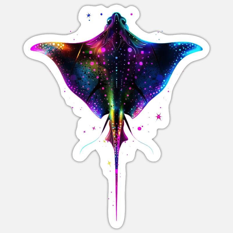 Stachelrochen - Sticker Größe S (10 x 10 cm) - Mattweiß