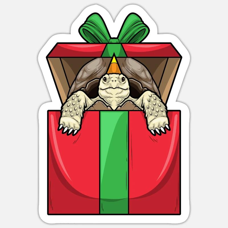Forfait Anniversaire Tortue - Sticker taille S (10 x 10 cm) - blanc mat