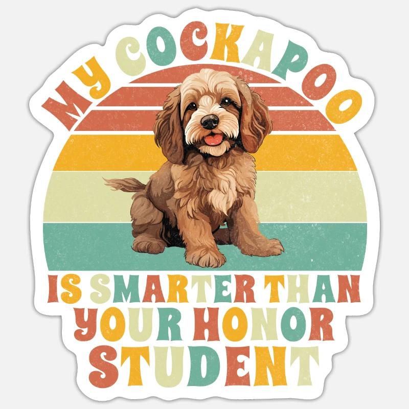 Cadeaux Cockapoo - Sticker taille S (10 x 10 cm) - blanc mat