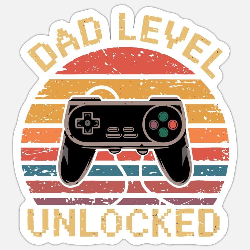 Dad level unlocked - Sticker size S (10 x 10 cm) - white matte