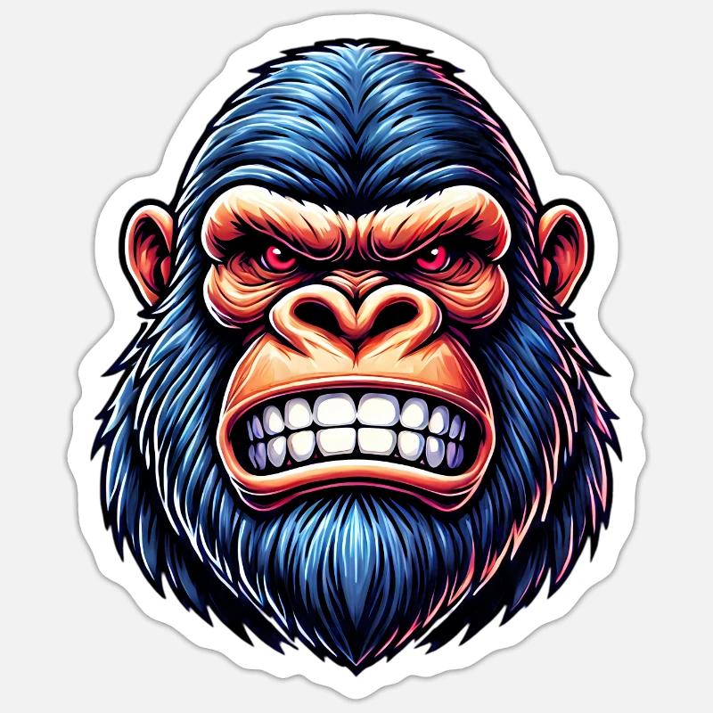 Gorilla - Sticker Größe S (10 x 10 cm) - Mattweiß