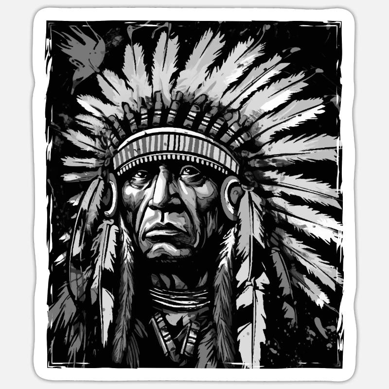 Crâne de chef indien Apache Sticker taille S (10 x 10 cm)