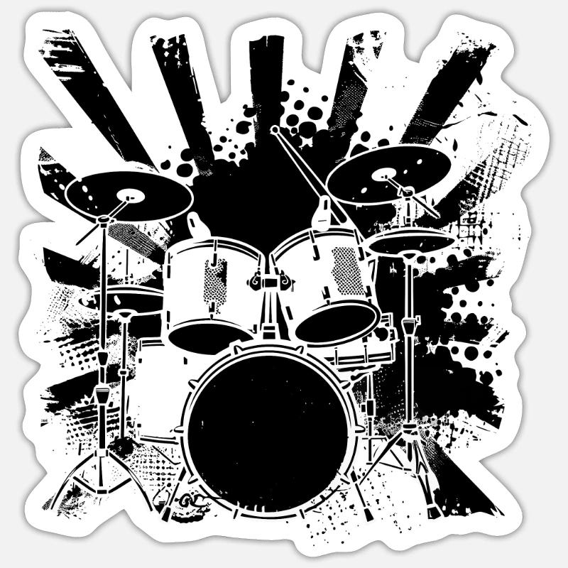 Percussion - Sticker taille S (10 x 10 cm) - blanc mat