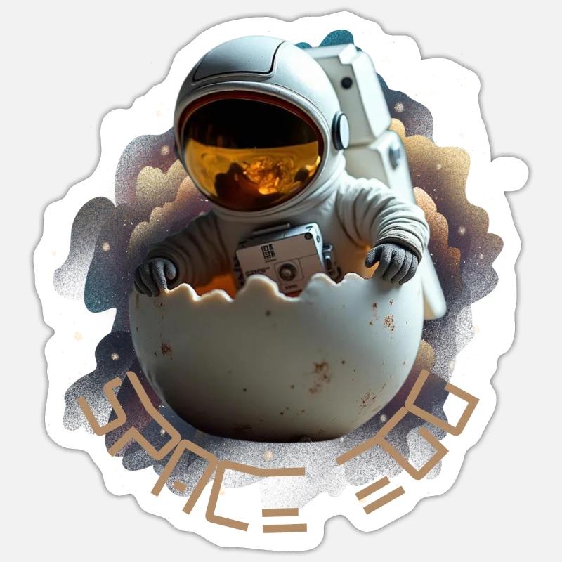 Astronaut in eggshell Sticker size S (10 x 10 cm)