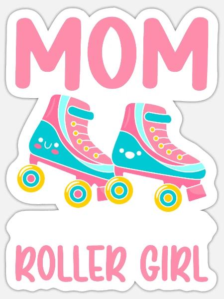 Mom Roller Girl Roller Skating Skater Girl Skater - Sticker Größe S (10 x 10 cm) - Mattweiß