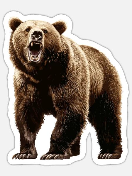 Grizzlybären Grizzlybär - Sticker Größe S (10 x 10 cm) - Mattweiß