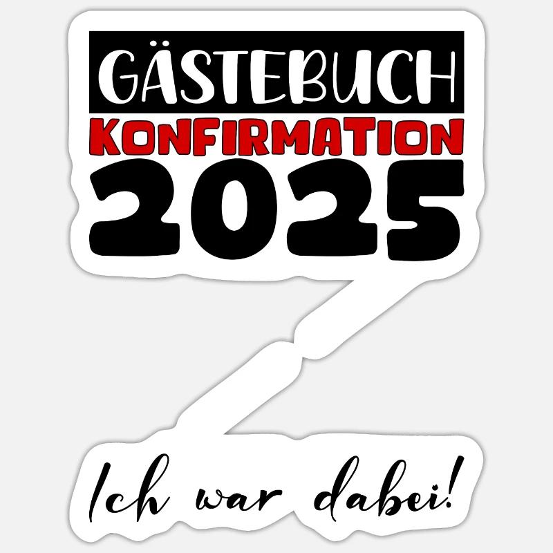Konfirmation 2025 Gästebuch Deko Mädchen Jungen - Sticker Größe S (10 x 10 cm) - Mattweiß