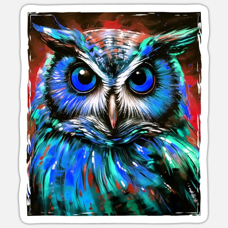 Eule Porträt - Sticker Größe S (10 x 10 cm) - Mattweiß