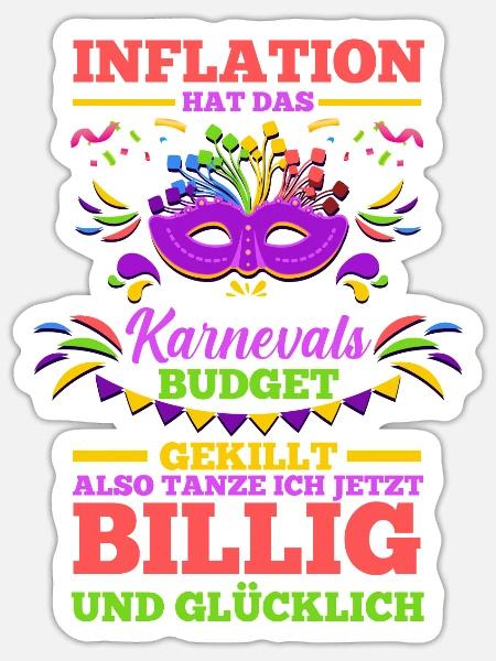 Karnevalskostüm Fasching Karneval - Sticker Größe S (10 x 10 cm) - Mattweiß