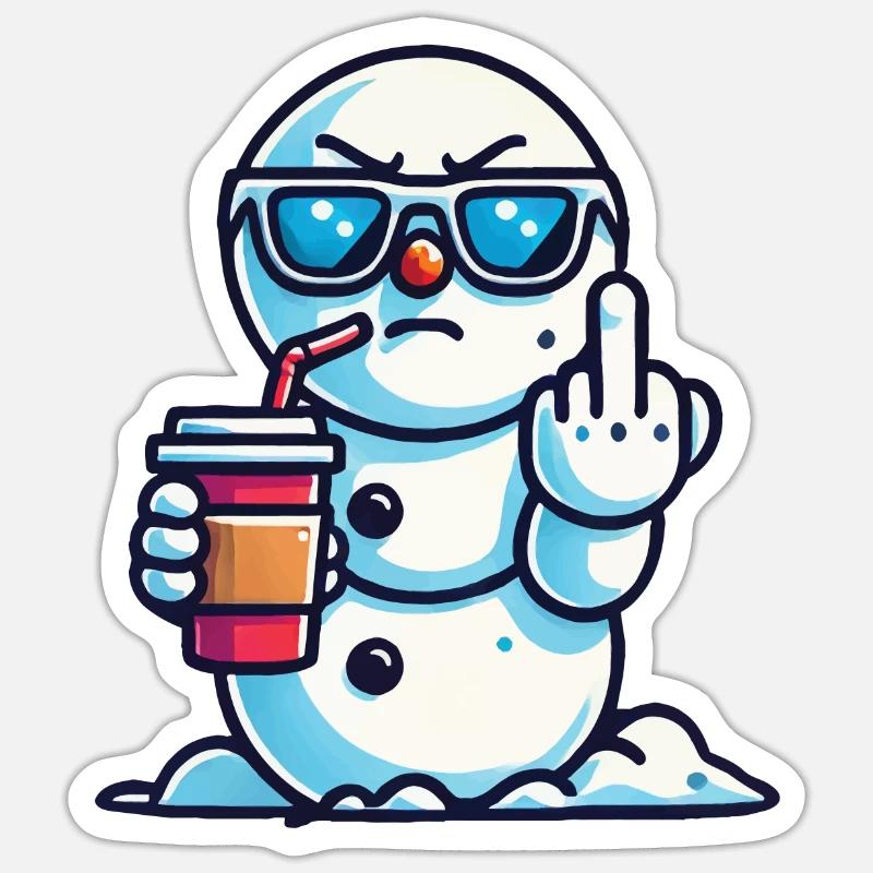 Cooler Schneemann Mit Statement - Sticker Größe S (10 x 10 cm) - Mattweiß