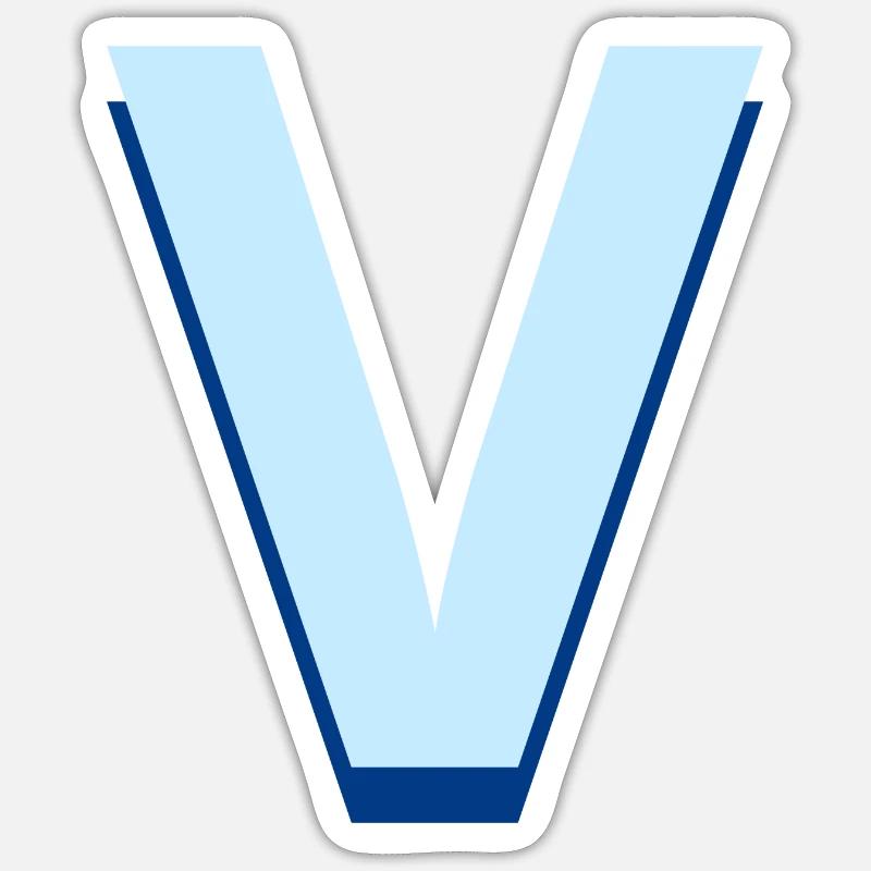 Pop und moderner blauer Buchstabe v Sticker Größe S (10 x 10 cm)