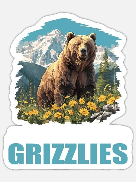Grizzlybären Grizzlybär - Sticker Größe S (10 x 10 cm) - Mattweiß