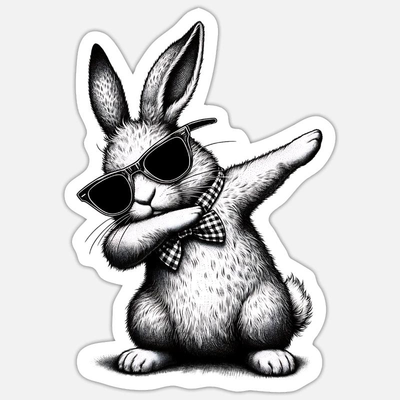 Floss Dance Bunny - Sticker size S (10 x 10 cm) - white matte
