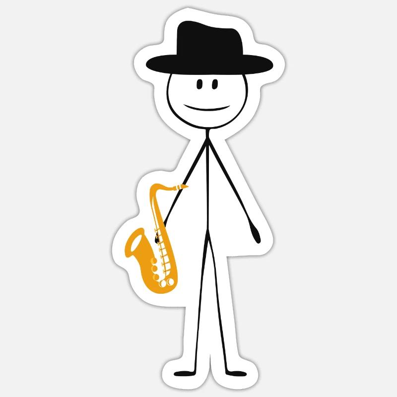 Saxophone Saxophone Guy - Sticker size S (10 x 10 cm) - white matte