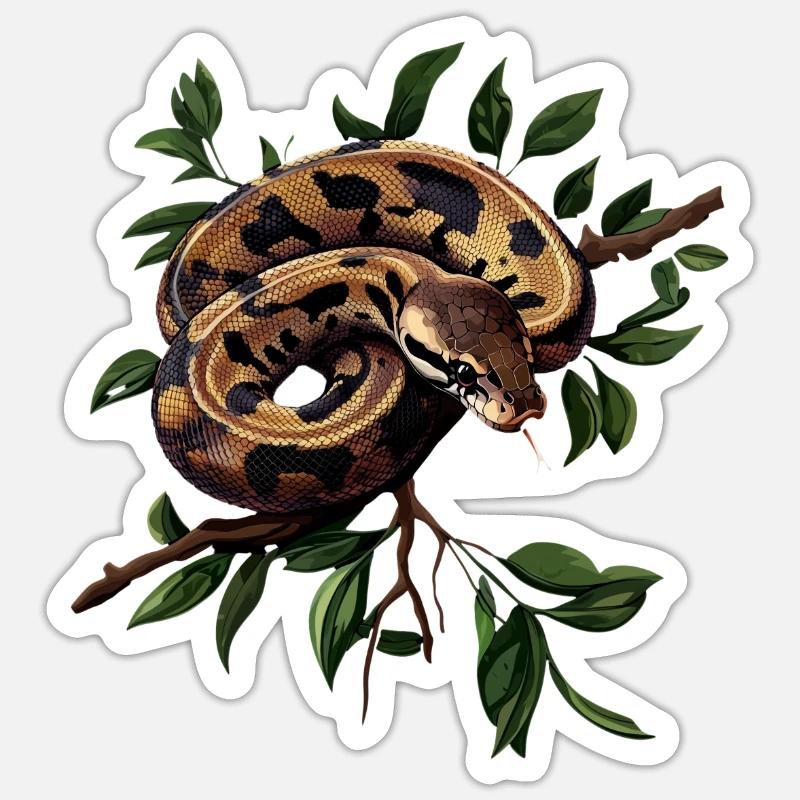 Königspython Schlangen Liebhaber Terrarium Python - Sticker Größe S (10 x 10 cm) - Mattweiß