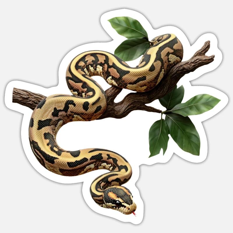 Königspython Schlangen Liebhaber Terrarium Python - Sticker Größe S (10 x 10 cm) - Mattweiß