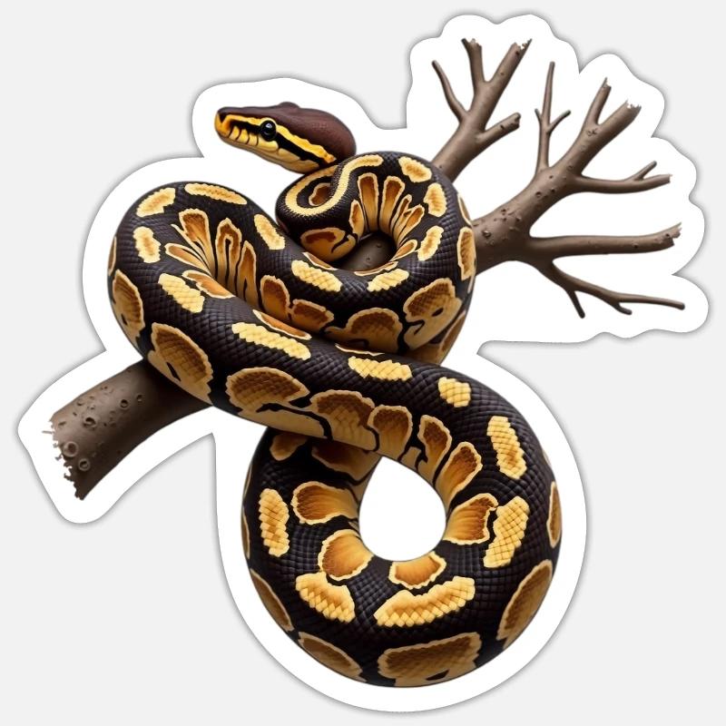 Königspython Schlangen Liebhaber Terrarium Python Sticker Größe S (10 x 10 cm)