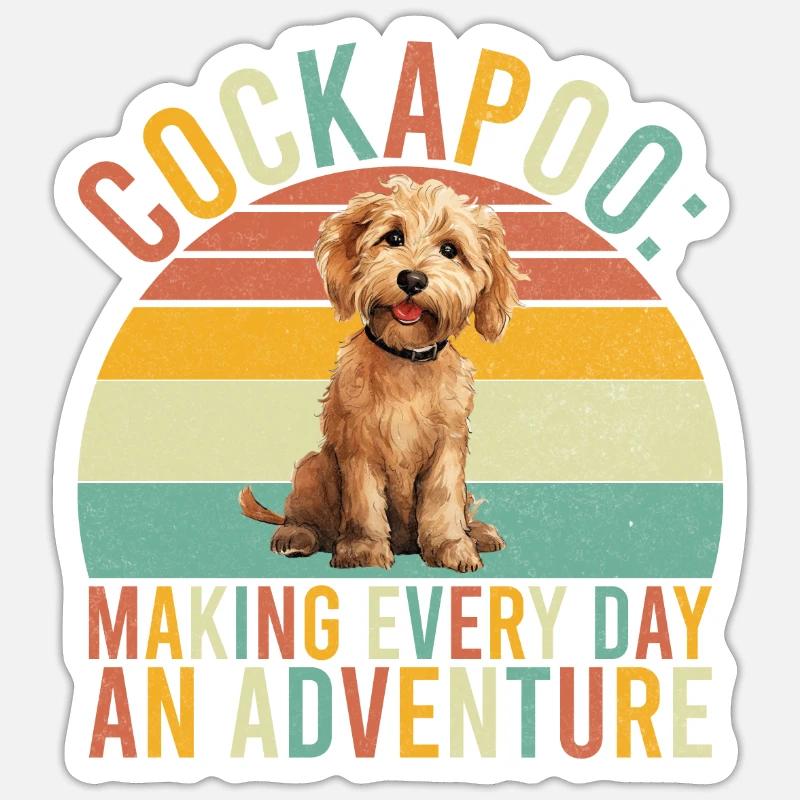 Cadeaux Cockapoo - Sticker taille S (10 x 10 cm) - blanc mat