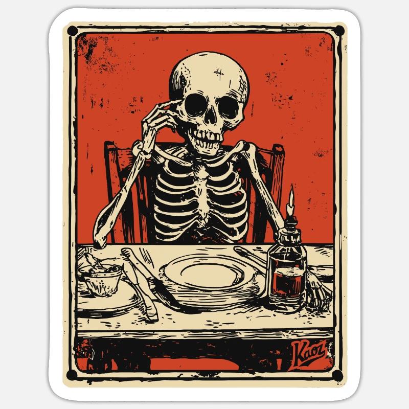 Bon Appetit Skeleton - Sticker size S (10 x 10 cm) - white matte